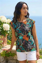 Palm Print Shell Top