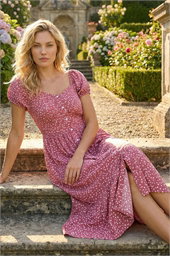 Spotty Heart Button Midi Dress
