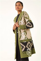 Abstract Jacquard Knit Cardigan