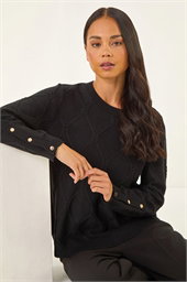 Petite Button Cuff Knit Jumper