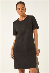 Petite Faux Suede Stretch Shift Dress