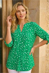 Abstract Spot Print V-Neck Tunic Top
