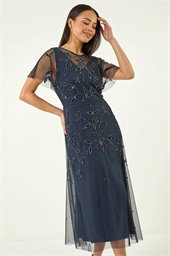 Petite Embroidered Mesh Layered Dress