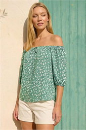 Floral Puff Print Bardot Top 