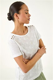 Petite Contrast Embroidered Top