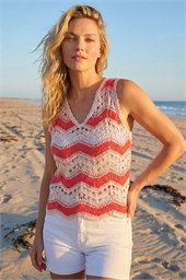 Wave Stripe Crochet Knit Vest