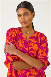 Floral Wrap Hem Tunic Top