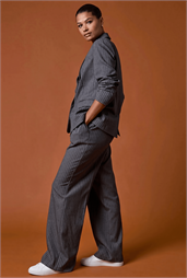 Stripe Wide Leg Pocket Trouser