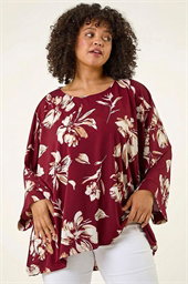 Curve Floral Print Stretch Top