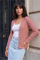 Lace Trim Knit Cardigan