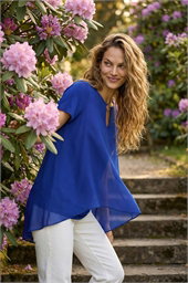 Ring Front Chiffon Overlay Top