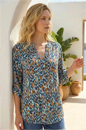 Spot Print Notch Neck Shirt