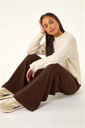 Petite Brushed Ribbed Trouser