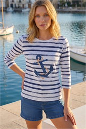 Anchor Striped Hotfix Top