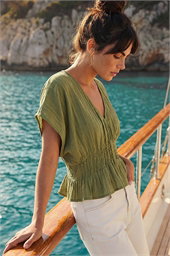 Dusk Cotton Textured Pintuck Top