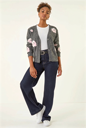Embossed Floral Knit Cardigan