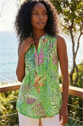 Burnout Tropical Pintuck Shirt
