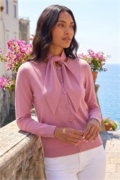 Tie Neck Soft Knit Cardigan
