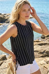 Stripe Side Tie Detail Top
