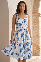 Floral Tie Waist Midi Dress