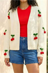Crochet Cherry Knit Cardigan