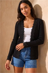 Lace Trim Knit Cardigan