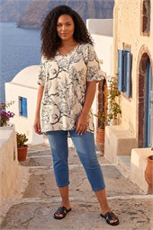 Curve Floral Print Oversized Top