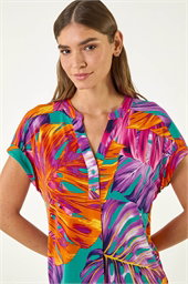 Leaf Print Stretch Shirt