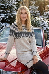 Petite Nordic Pattern Knit Jumper Dress