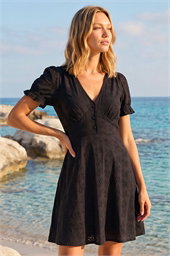 Broderie Cotton Stretch Jersey Frill Dress