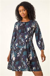 Petite Floral Print Stretch Dress