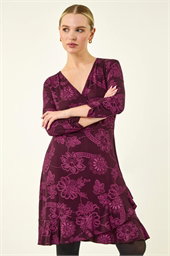 Petite Floral Frill Wrap Dress