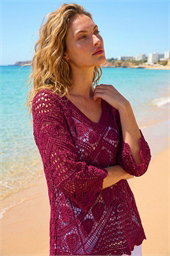 Crochet Lace V-Neck Open Knit