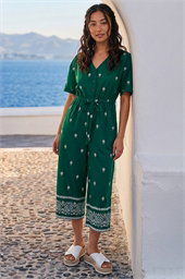 Petite Aztec Print Belted Jumpsuit 