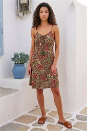 Petite Paisley Print Tassel Front Dress