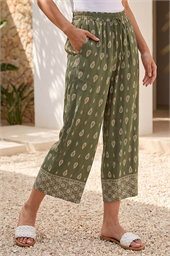 Petite Aztec Print Cropped Trouser