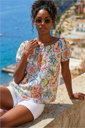 Postcard Print Bardot Top