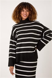 Stripe High Neck Knit Jumper