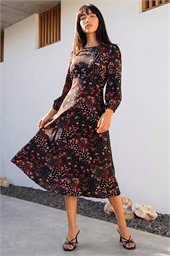 Petite Floral Print Midi Dress