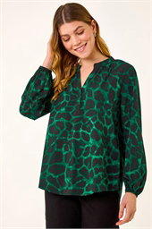 Animal Print V-Neck Top