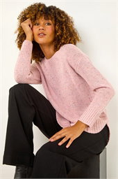 Nep Fabric Curved Hem Jumper