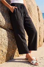Cropped Linen Blend Trouser