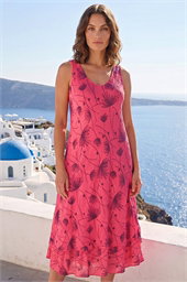 Petite Printed Layered Midi Dress