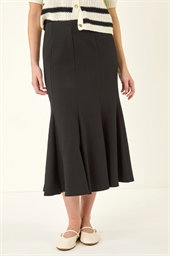 Textured Panel Stretch Maxi Skirt 