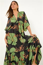 Boho Leaf Maxi Dress