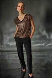 Sparkly V-Neck Stretch Top