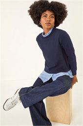 Stripe Mock Shirt Knit Jumper