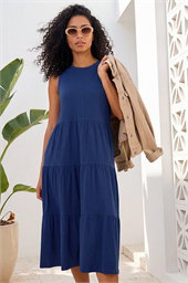 Tiered Midi Smock Dress