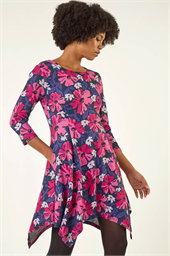 Floral Print Hanky Hem Dress