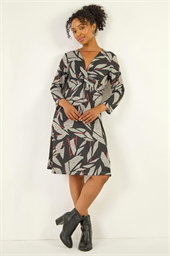 Petite Floral Print Twist Front Dress